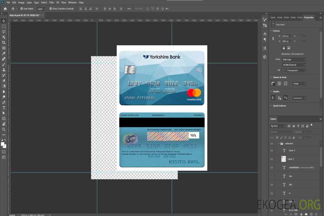 Royaume-Uni Yorkshire Bank mastercard template
